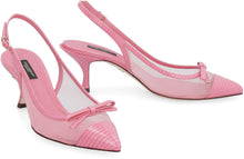 Load image into Gallery viewer, Mesh and leather pointy-toe slingbacks

