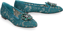 Load image into Gallery viewer, Lace ballet flats with embellished appliqué
