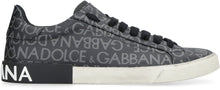 Load image into Gallery viewer, Portofino leather and fabric low-top sneakers
