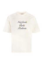 Load image into Gallery viewer, Slogan à Fleurs cotton crew-neck T-shirt
