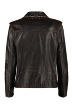 Load image into Gallery viewer, Leather biker jacket with studs

