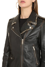 Load image into Gallery viewer, Leather biker jacket with studs

