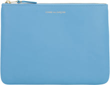 Load image into Gallery viewer, Logo detail flat leather pouch
